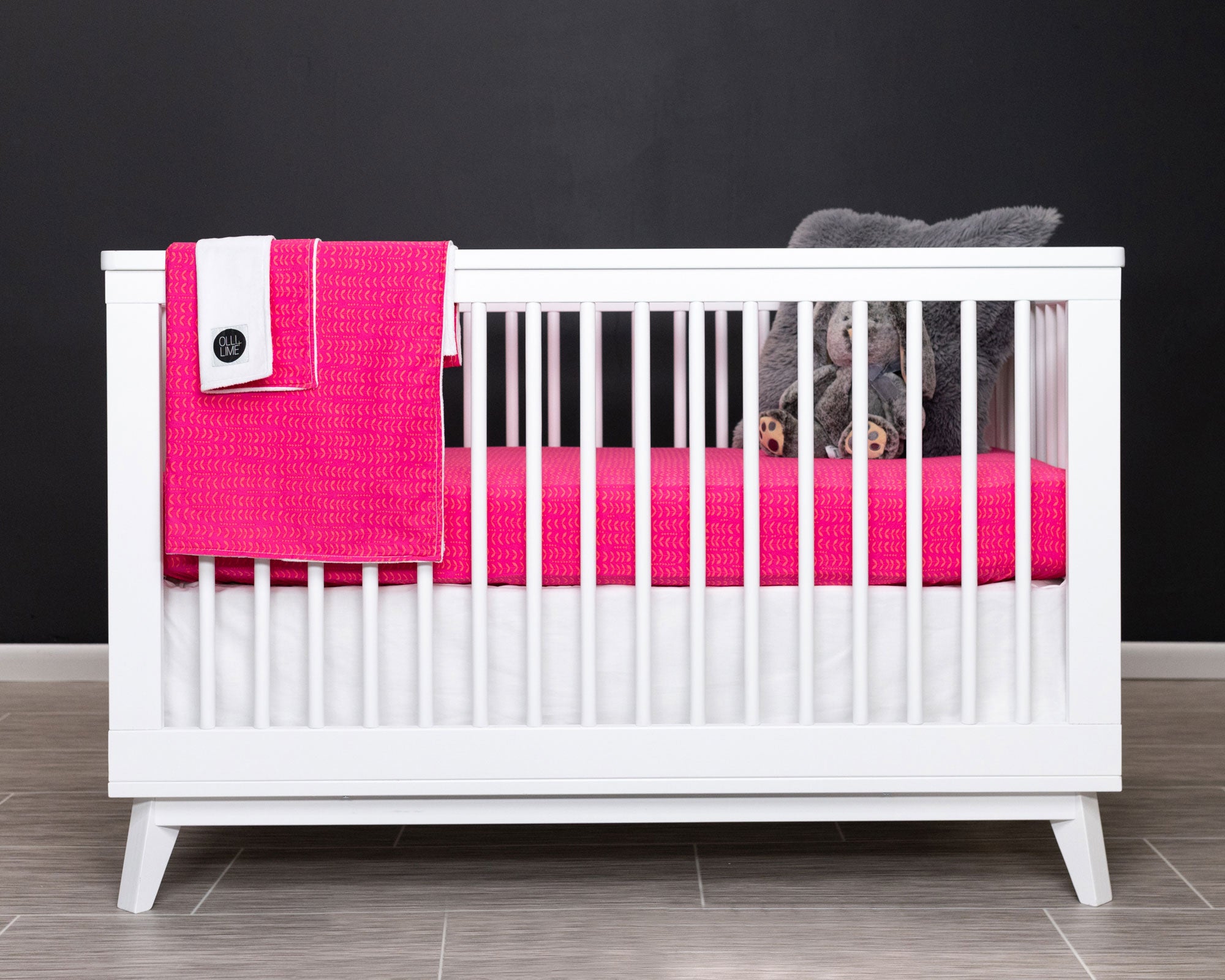 Dreamy Ferns - Deluxe Nursery Bedding Set - Marigold on Fuchsia - Olli+Lime